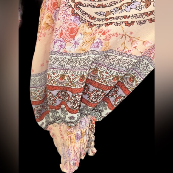 Skylar & Jade Women's Button Up BOHO Peasant Blouse Multi Floral Tunic Size 1X - Picture 4 of 5